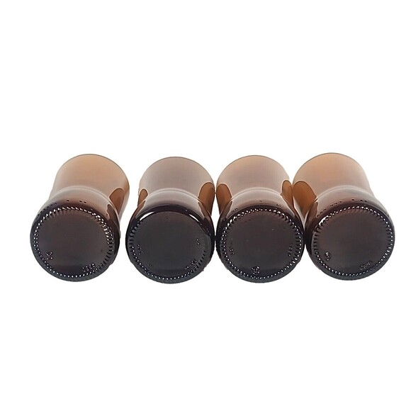 Beer Bottle Juice Glasses Curved Brown Glass Vintage Set Of 4 HTF Rare - Picture 4 of 9